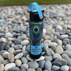 Hydraflow Hybrid Water Bottle Peacock Feathers Stainless Steel 25oz 750ml Straw